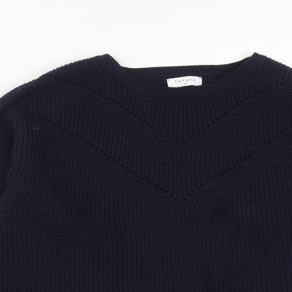 Matalan Womens Blue Round Neck  Polyester Pullover Jumper Size M