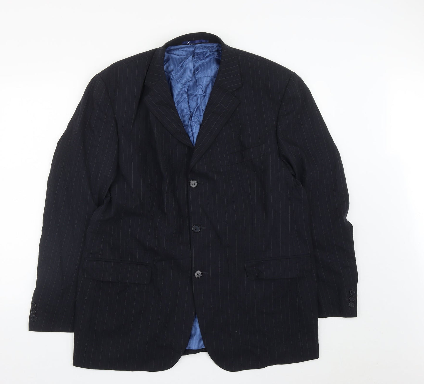 Burton Mens Black Striped Wool Jacket Suit Jacket Size 44