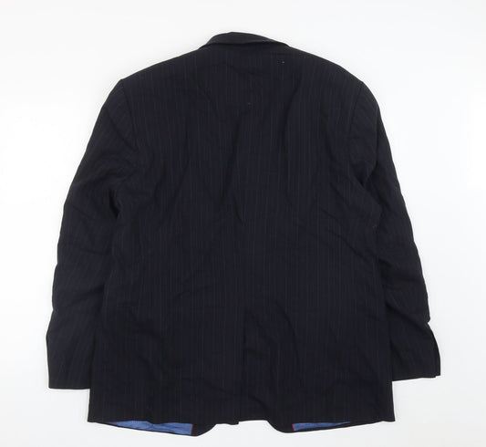 Burton Mens Black Striped Wool Jacket Suit Jacket Size 44
