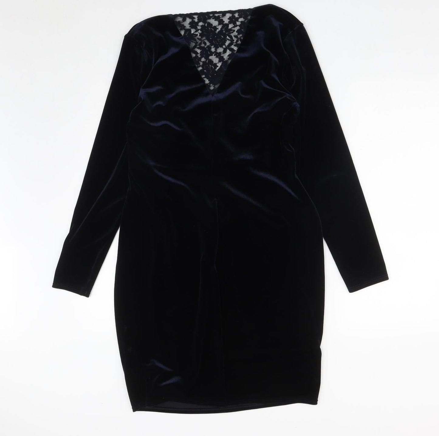 Marks and Spencer Womens Blue  Polyester A-Line  Size 14  V-Neck