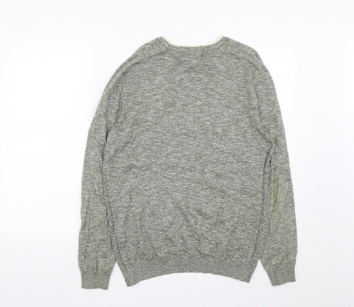 River Island Mens Green Round Neck  Cotton Pullover Jumper Size M