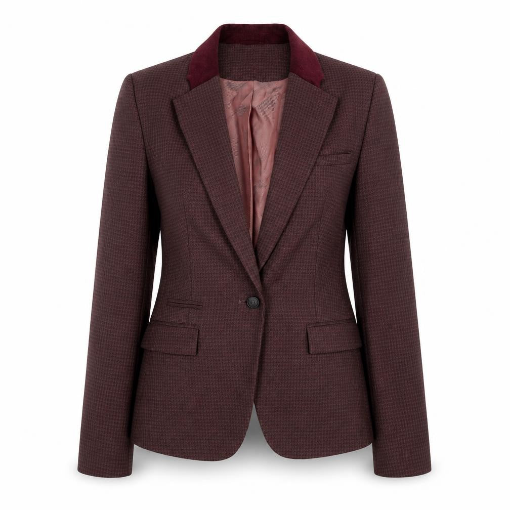 NEXT Womens Brown Plaid Polyester Jacket Suit Jacket Size 8