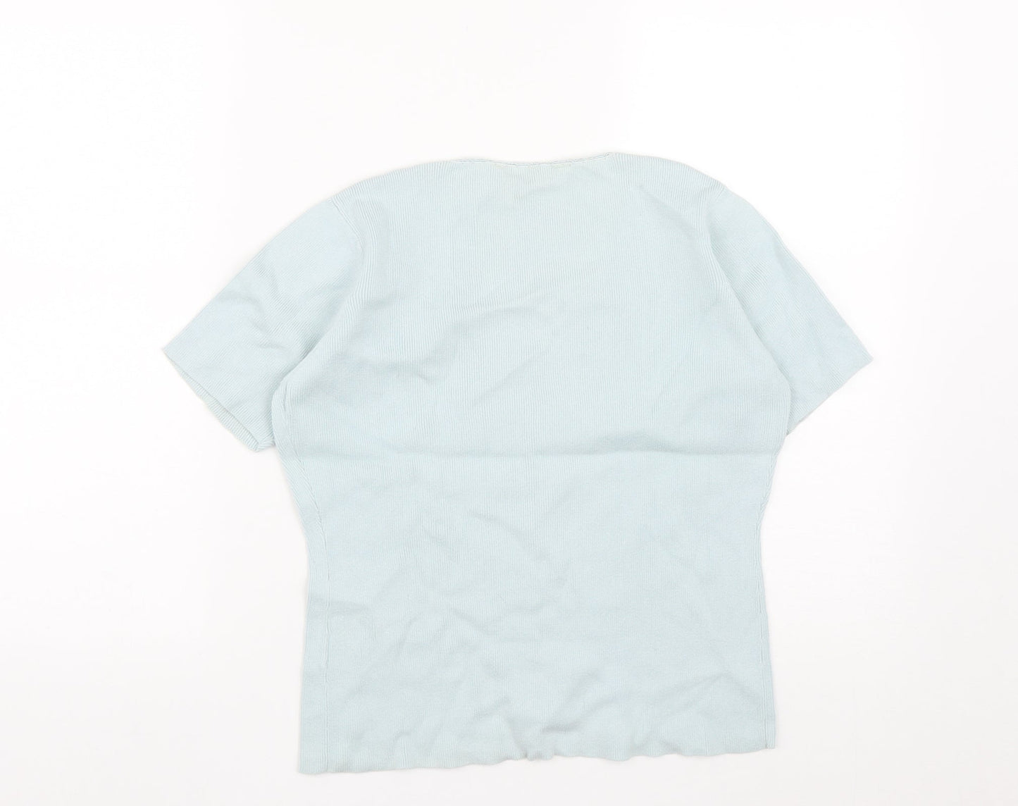 Dorothy Perkins Womens Blue  Cotton Basic Button-Up Size 12 V-Neck