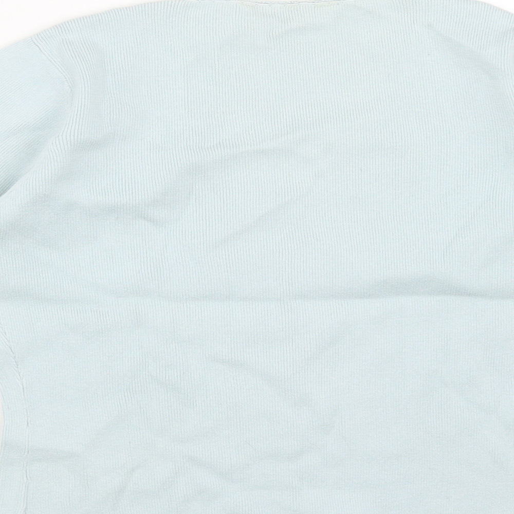 Dorothy Perkins Womens Blue  Cotton Basic Button-Up Size 12 V-Neck
