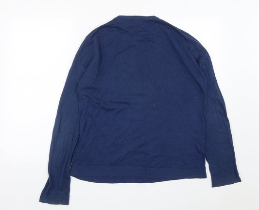 MNG Mens Blue Round Neck  Polyester Pullover Jumper Size L