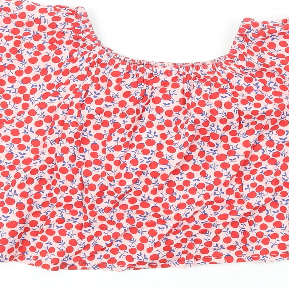 NEXT Girls Red  Viscose Basic Button-Up Size 3 Years Crew Neck  - Cherry Print