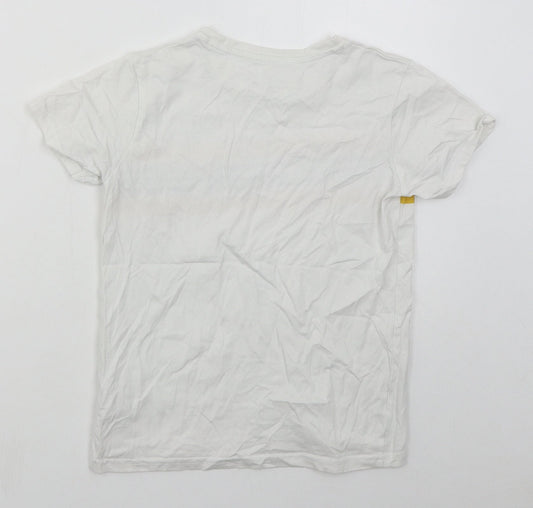 Dunnes Boys White Striped Cotton Basic T-Shirt Size 9 Years Crew Neck Pullover - Yellow