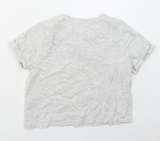 Pep&co Girls Grey  Cotton Cropped T-Shirt Size 9-10 Years Crew Neck Pullover - Unicorn Hair Don't Care