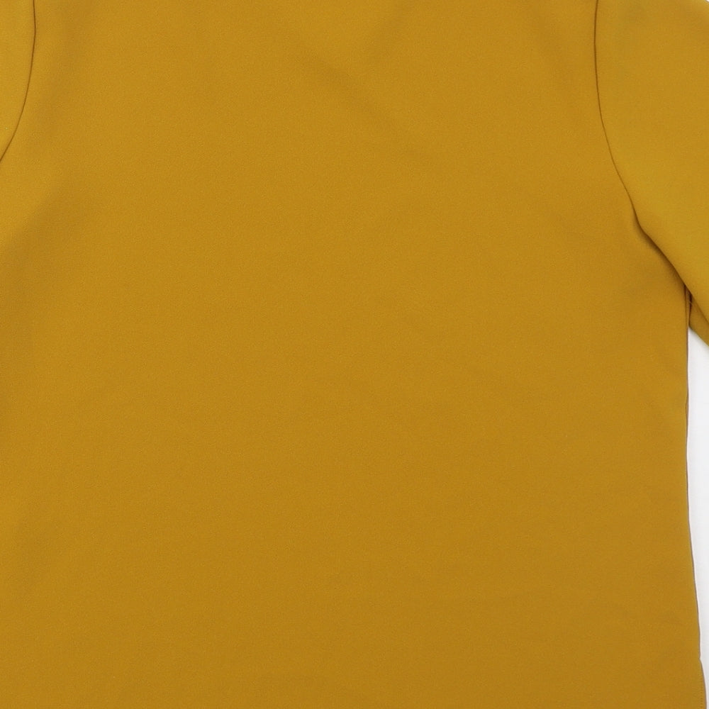 Zara Womens Yellow  Polyester Basic Blouse Size S Round Neck - Mustard Yellow