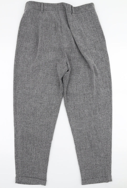 New Look Womens Grey  Polyester Trousers  Size 12 L26 in Slim Zip