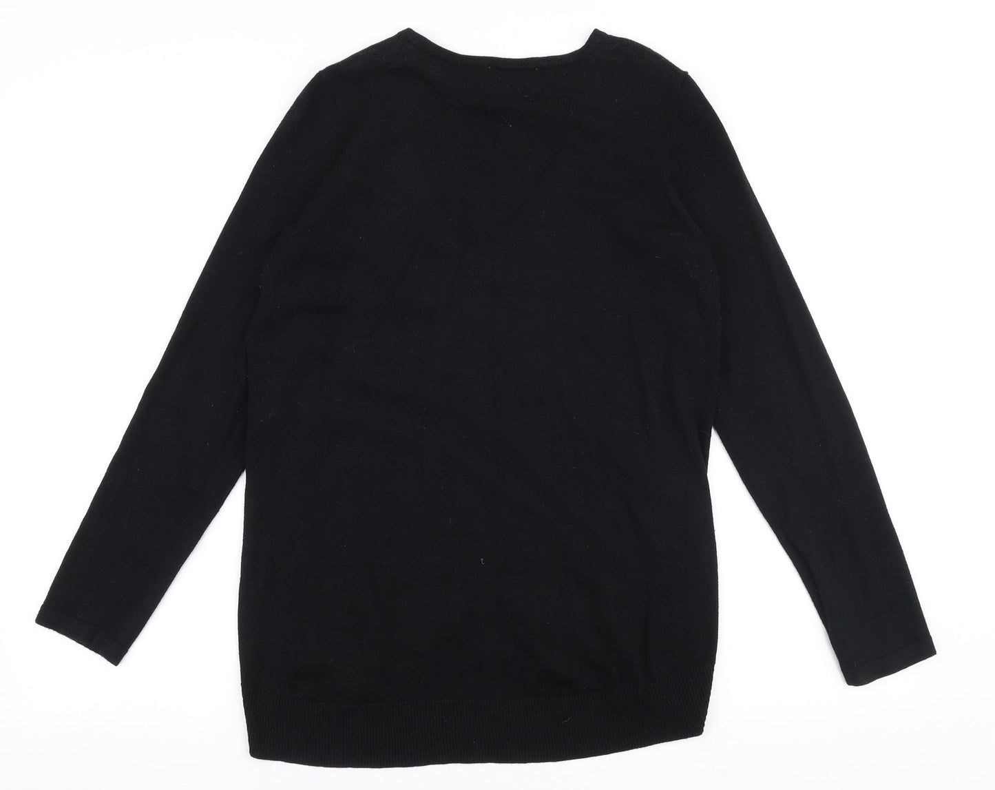 Savida Womens Black V-Neck  Viscose Pullover Jumper Size S