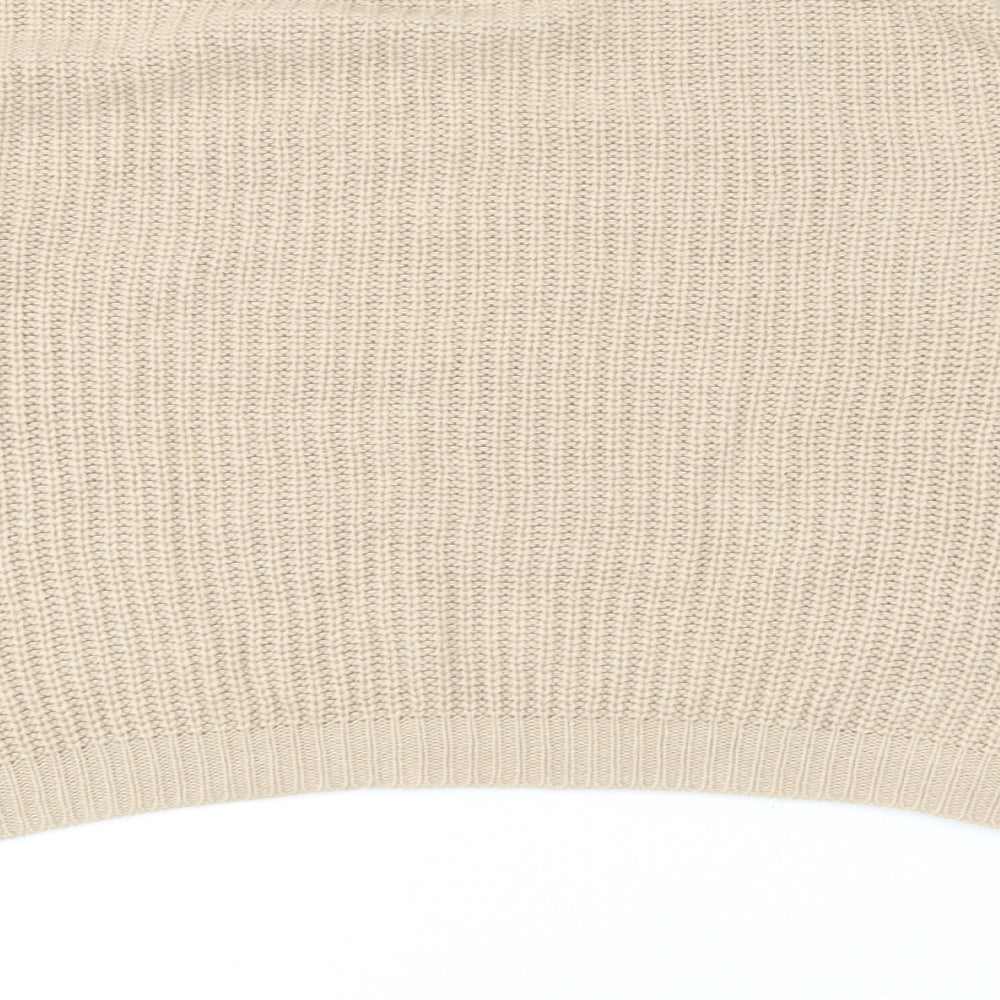 Missguided Womens Beige Boat Neck  Acrylic Pullover Jumper Size 14