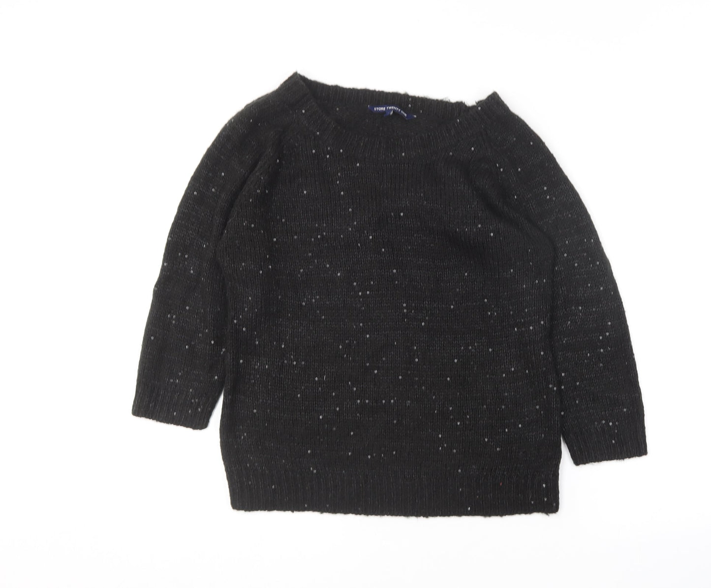 Store Twenty One Womens Black Round Neck  Acrylic Pullover Jumper Size M