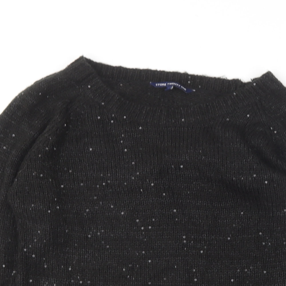 Store Twenty One Womens Black Round Neck  Acrylic Pullover Jumper Size M