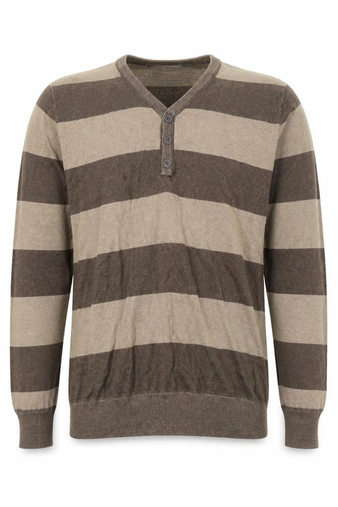 Burton Mens Beige V-Neck  Cotton Pullover Jumper Size L