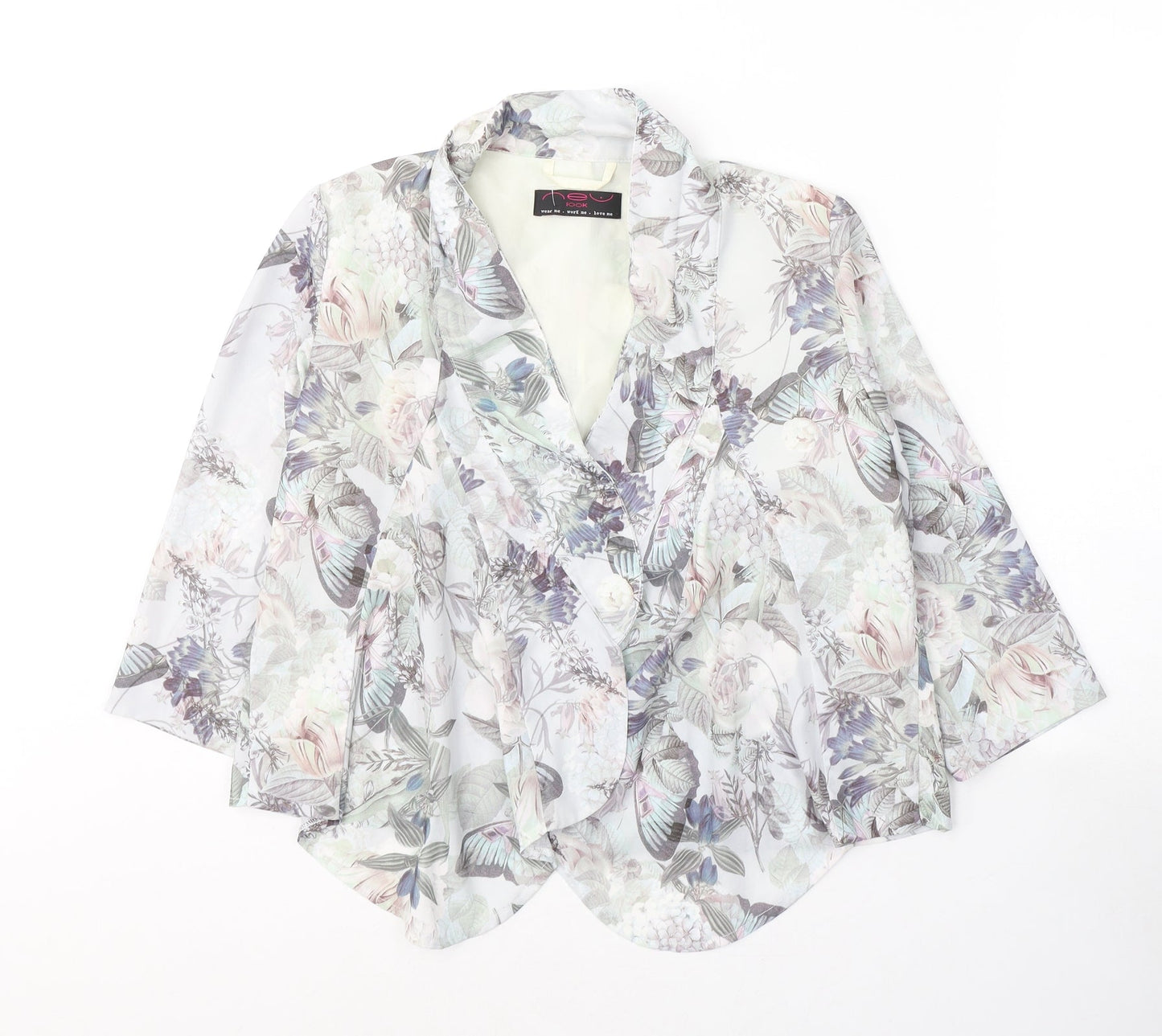 New Look Womens Beige Floral  Jacket Blazer Size 10