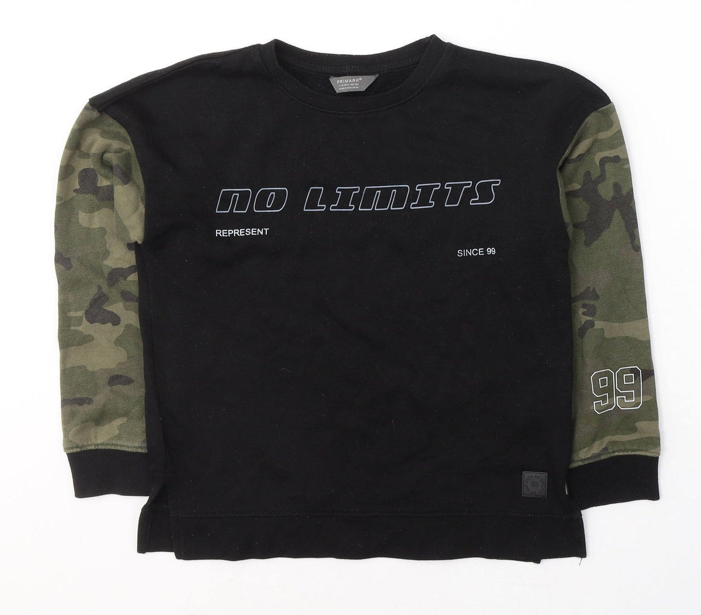 Primark Boys Black Camouflage Cotton Pullover Sweatshirt Size 9-10 Years  Pullover - No Limits