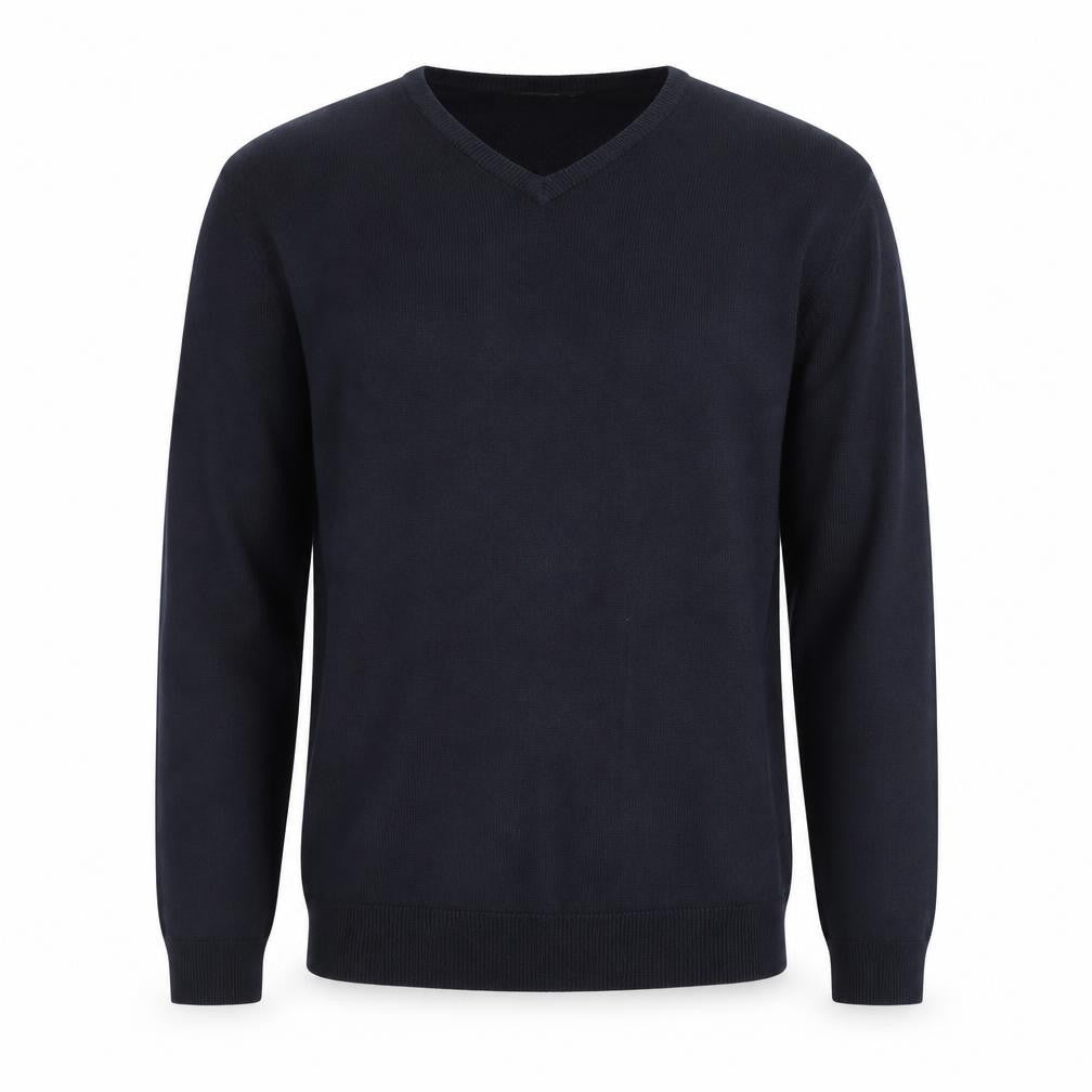Cedarwood State Mens Blue V-Neck Cotton Pullover Jumper Size S