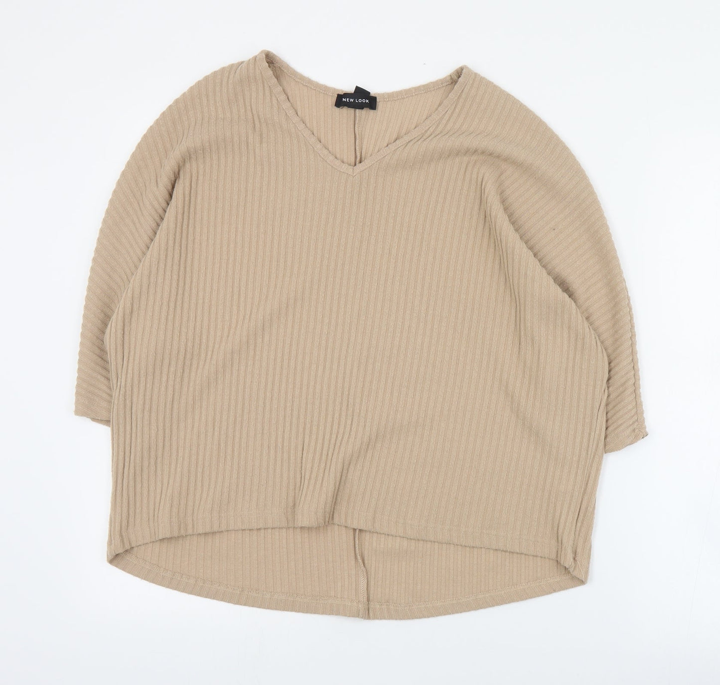 New Look Womens Brown V-Neck  Polyester Pullover Jumper Size S