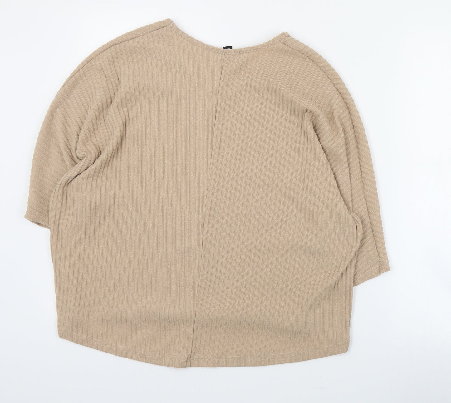 New Look Womens Brown V-Neck  Polyester Pullover Jumper Size S