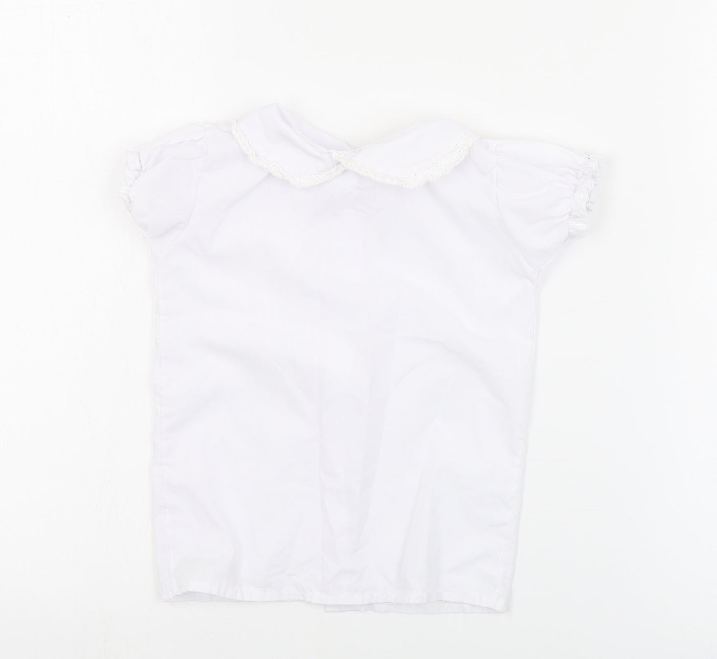 Little Nosh Girls White  Cotton Basic Blouse Size 2 Years Collared Button