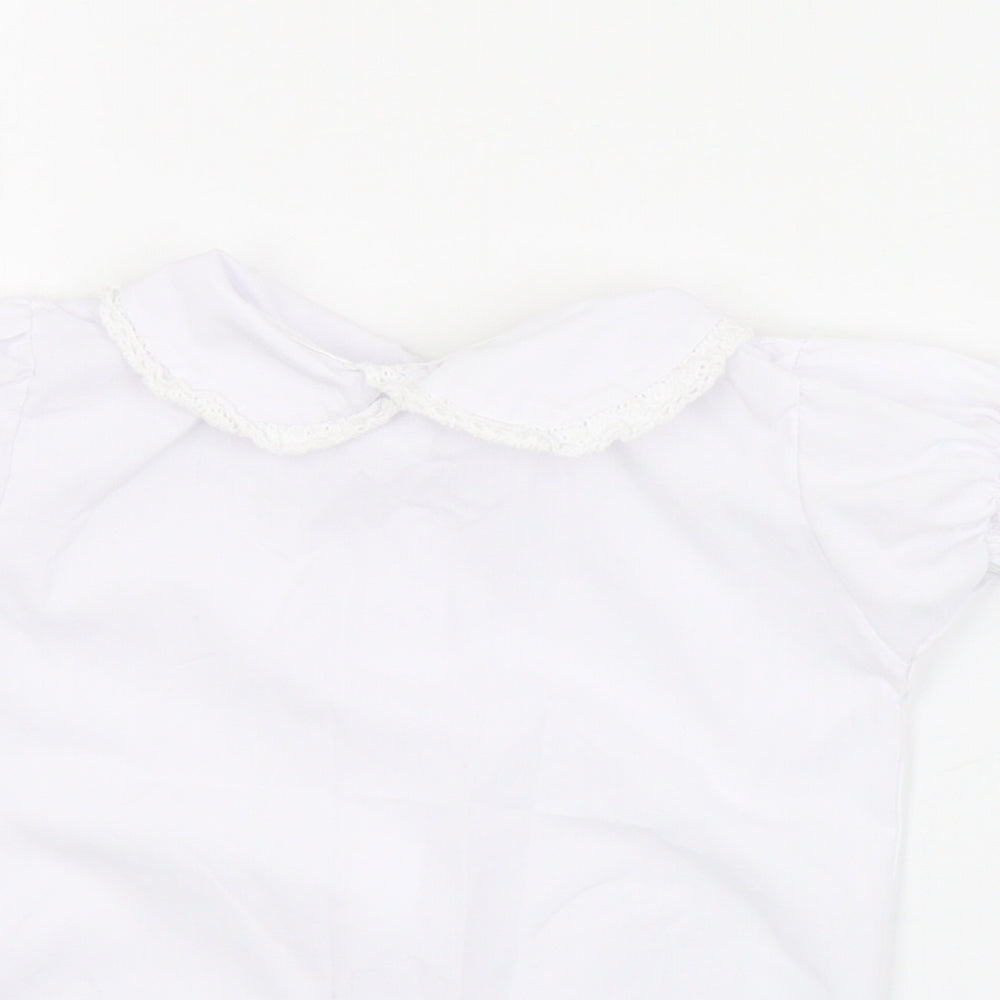 Little Nosh Girls White  Cotton Basic Blouse Size 2 Years Collared Button