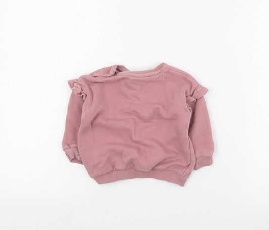 F&F Baby Pink  Cotton Pullover Jumper Size 6-9 Months  Snap - Disney