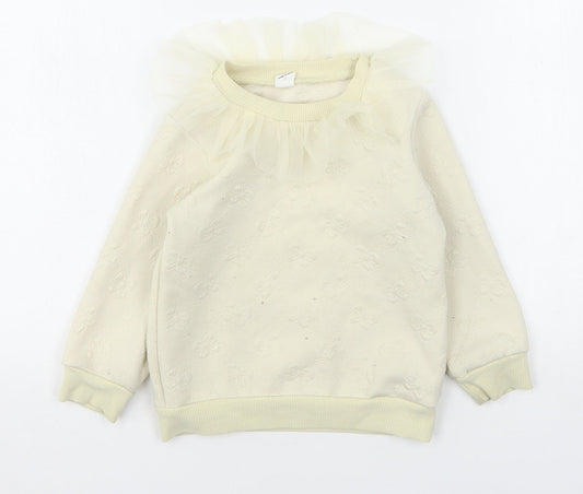 Shein  Girls Beige Round Neck  Polyester Pullover Jumper Size 2-3 Years