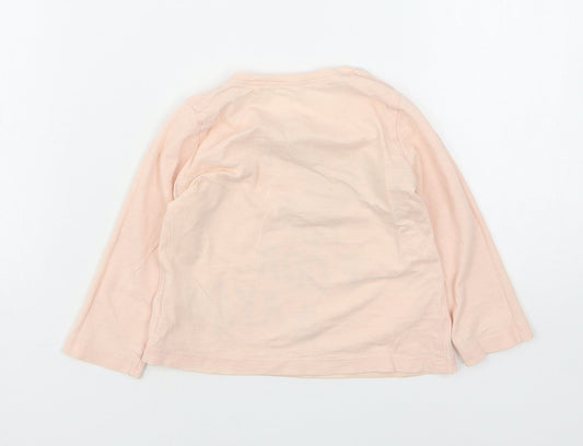 NEXT Girls Pink  Cotton Basic T-Shirt Size 12-18 Months Round Neck