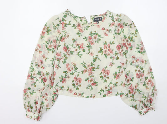 Apricot Womens Beige Floral Polyester Basic Blouse Size M Round Neck