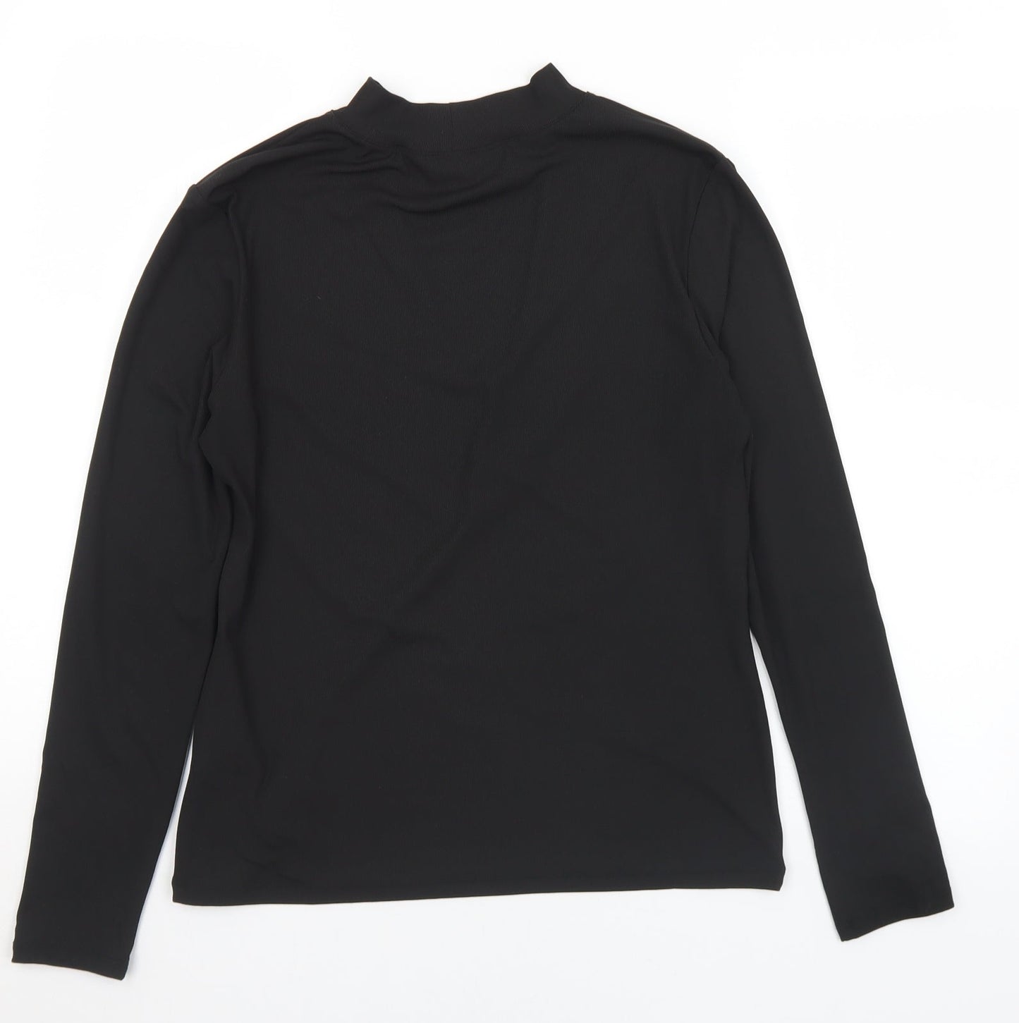 H&M Womens Black  Polyester Basic T-Shirt Size L Mock Neck