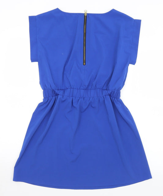 Madam Rage Womens Blue  Polyester Mini  Size 12  Round Neck Zip