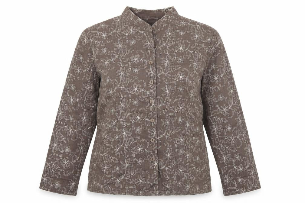 Anne Carson Womens Brown Floral  Jacket  Size S  Button