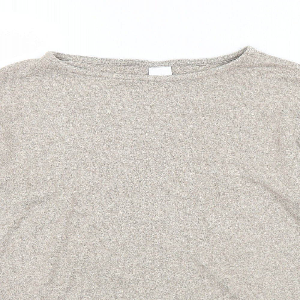 H&M Womens Beige Boat Neck  Viscose Pullover Jumper Size S