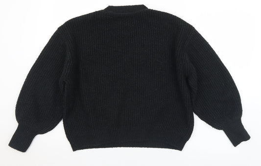 ASOS Womens Black Mock Neck  Acrylic Pullover Jumper Size 10