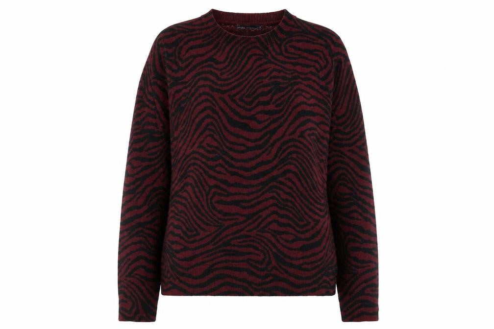 Marks and Spencer Womens Purple Crew Neck Animal Print Acrylic Pullover Jumper Size 14