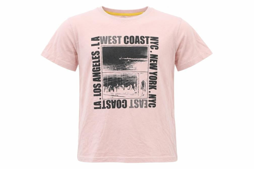 Marks and Spencer Boys Pink  100% Cotton Jersey T-Shirt Size 8-9 Years Crew Neck Pullover
