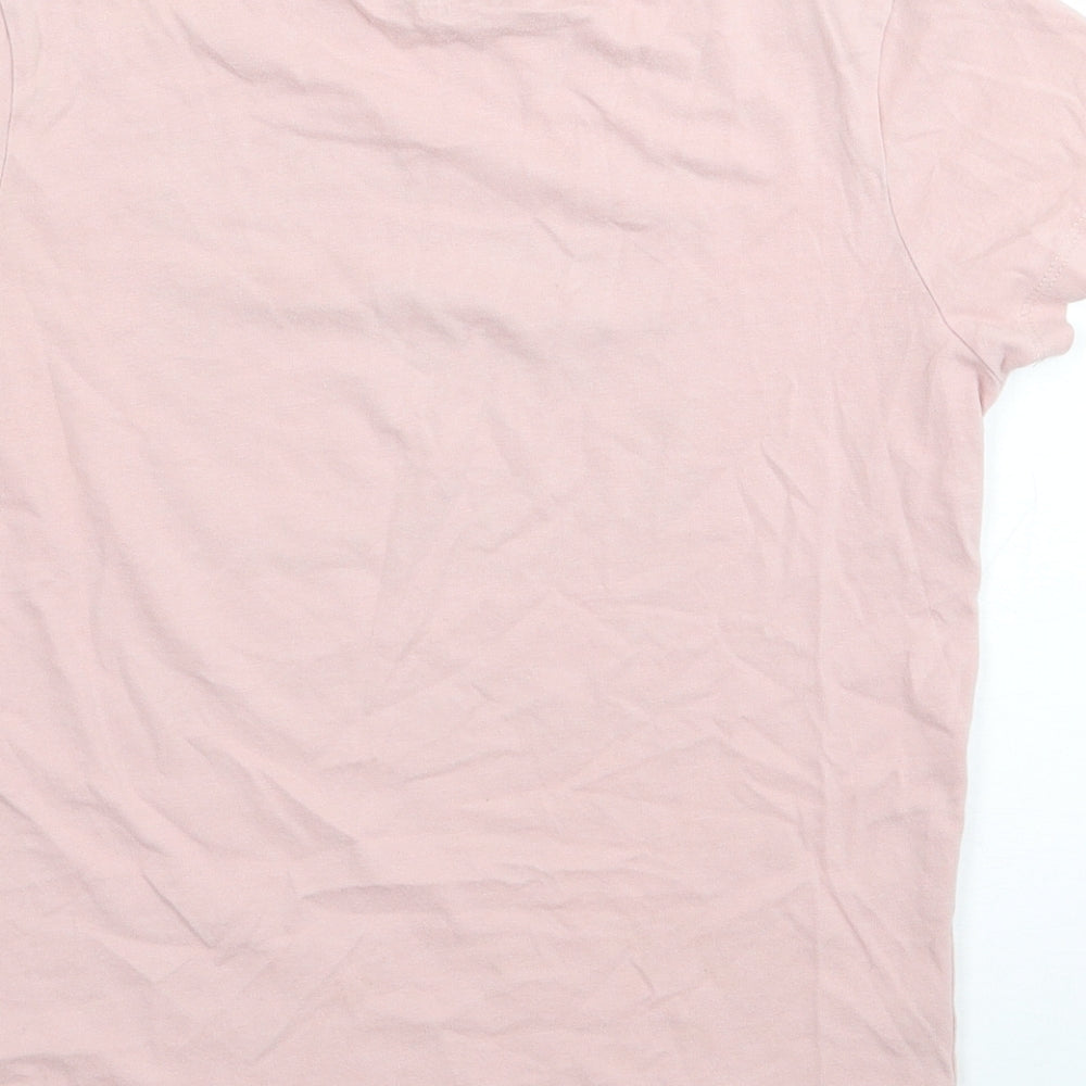 Marks and Spencer Boys Pink  100% Cotton Jersey T-Shirt Size 8-9 Years Crew Neck Pullover