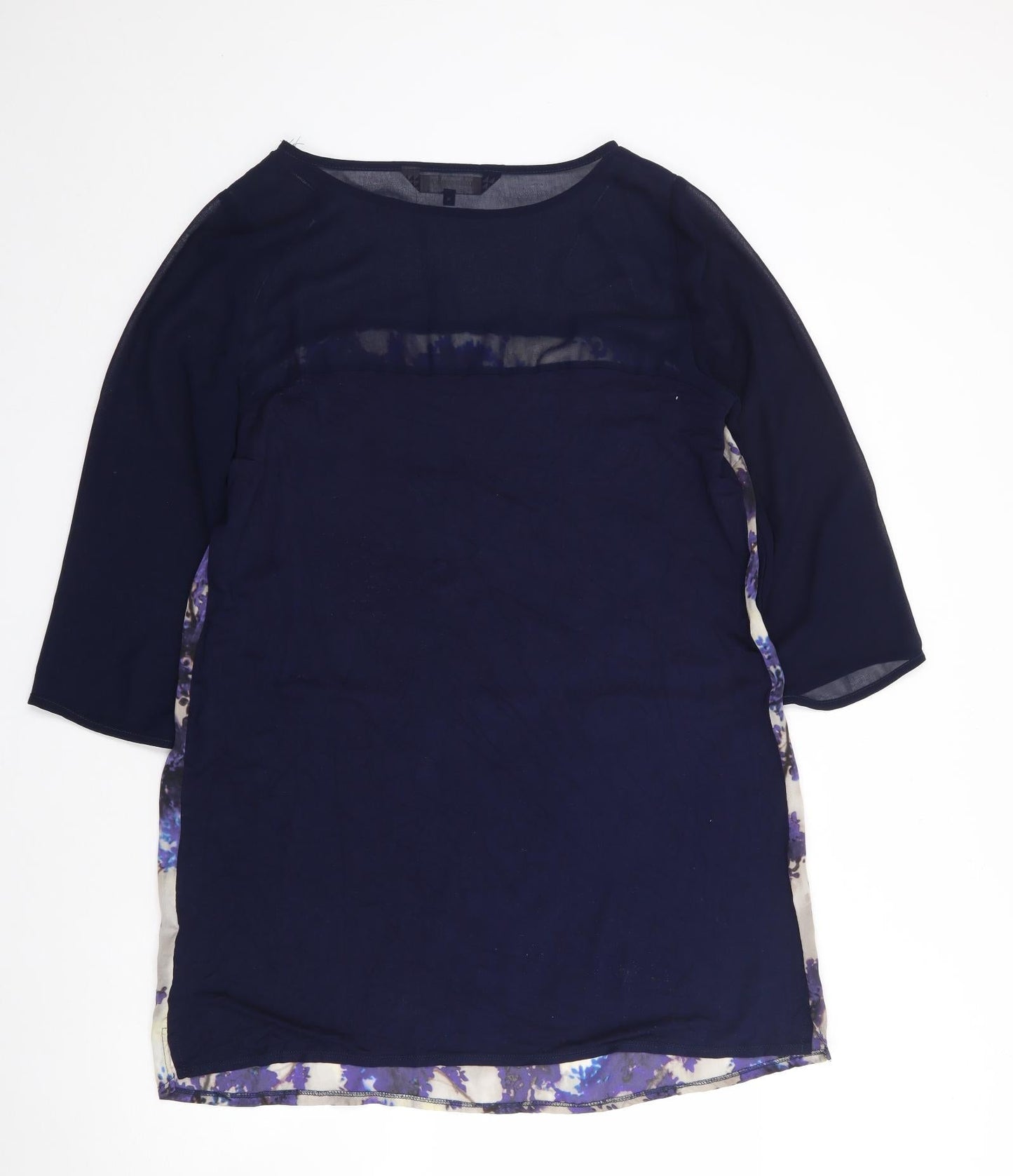 Principles Womens Blue Floral Polyester Shift  Size 16  Round Neck Pullover