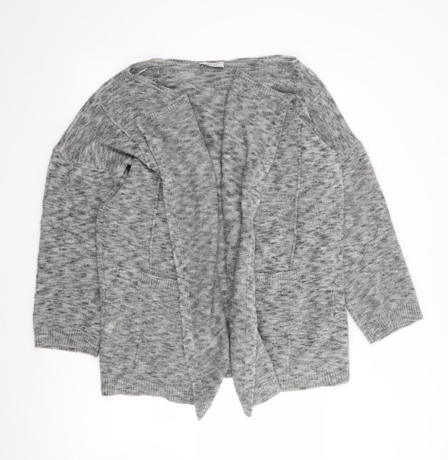Marks and Spencer Womens Grey V-Neck  Acrylic Cardigan Jumper Size L   - Waterfall