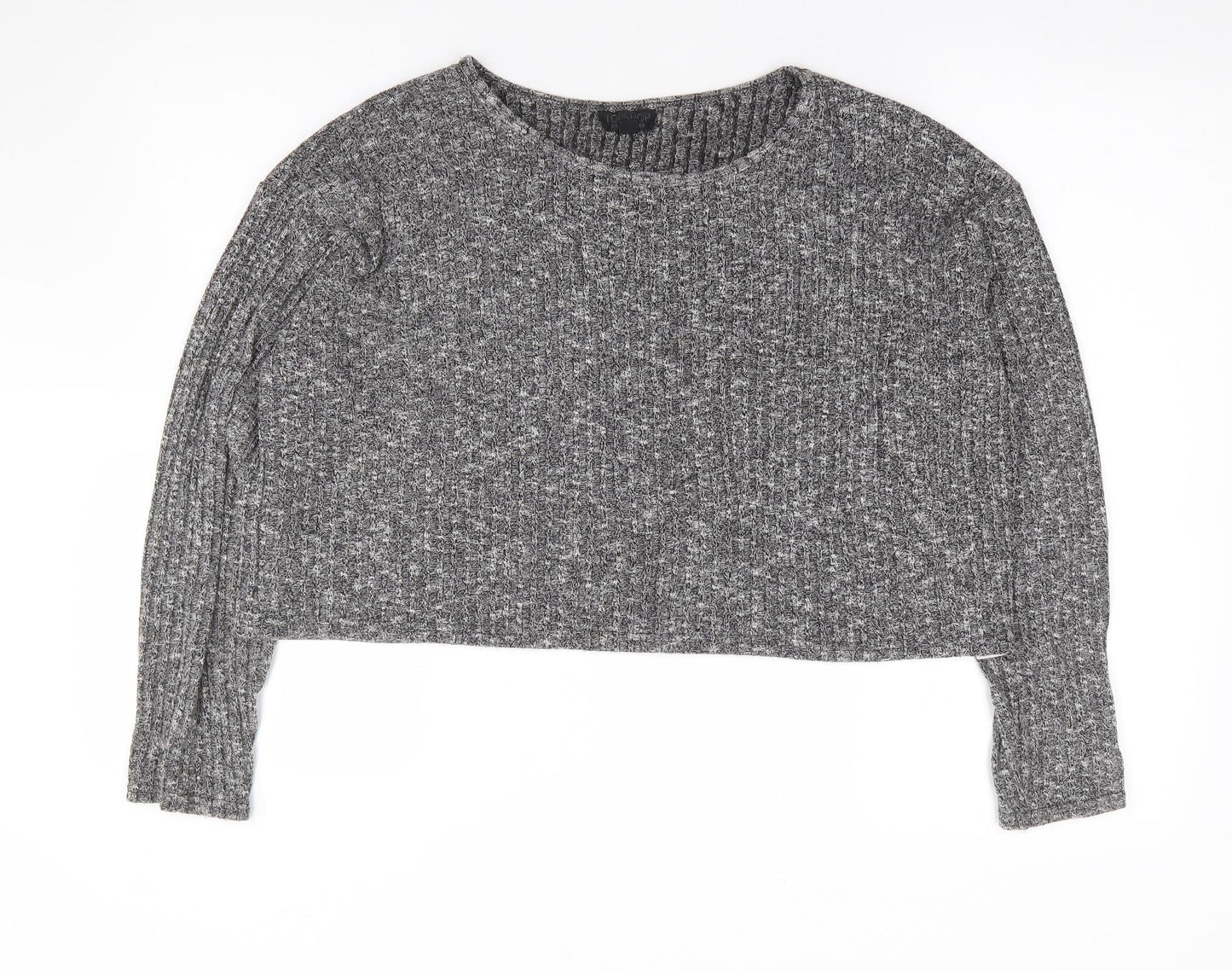 Topshop Womens Grey  Polyester Jersey T-Shirt Size 8 Round Neck