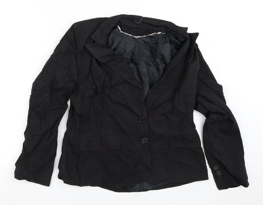 Preworn Womens Black Striped  Jacket Blazer Size 12