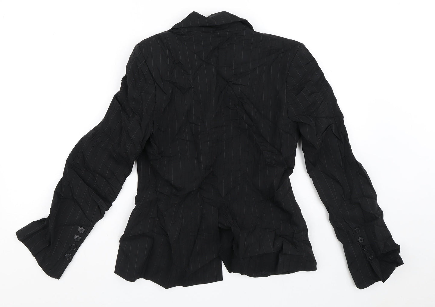 H&M Womens Black Striped  Jacket Blazer Size 12