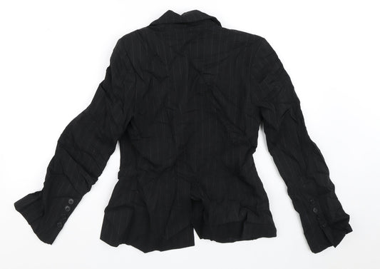 H&M Womens Black Striped  Jacket Blazer Size 12