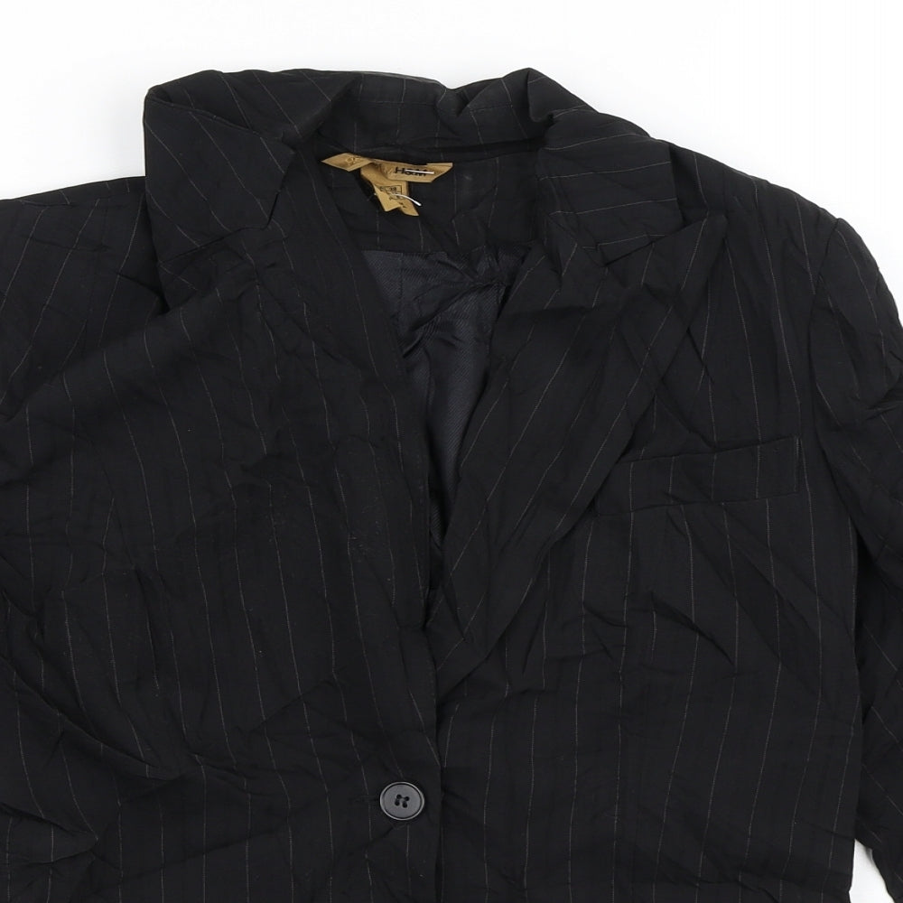 H&M Womens Black Striped  Jacket Blazer Size 12