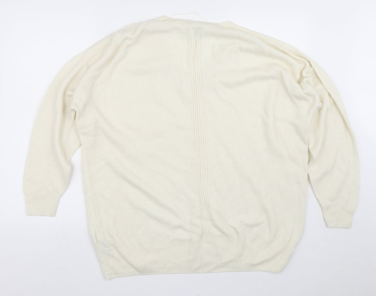 Topshop Womens Beige V-Neck  Nylon Pullover Jumper Size S