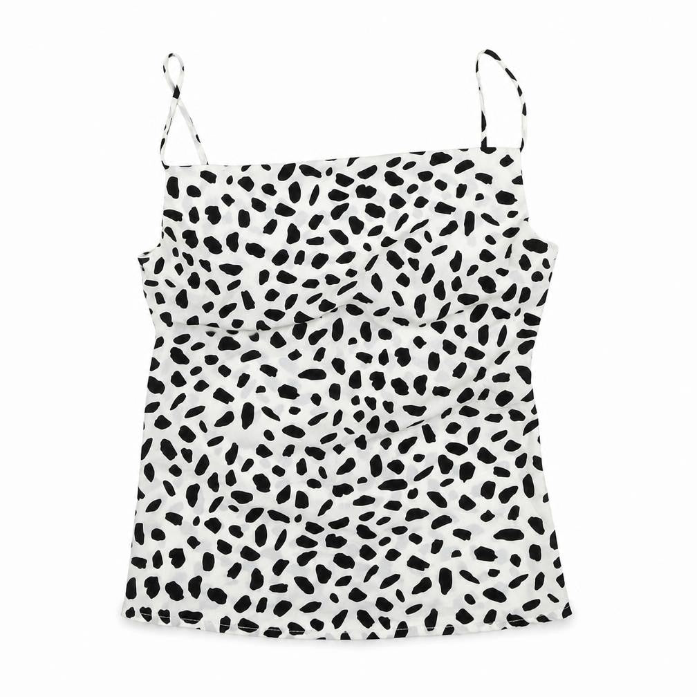 IVIVI Womens White Animal Print Polyester Basic T-Shirt Size M Square Neck