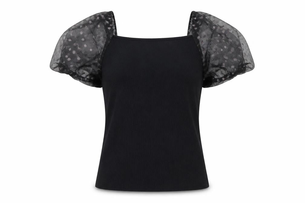 New Look Womens Black  Polyester Basic Blouse Size 10 Square Neck