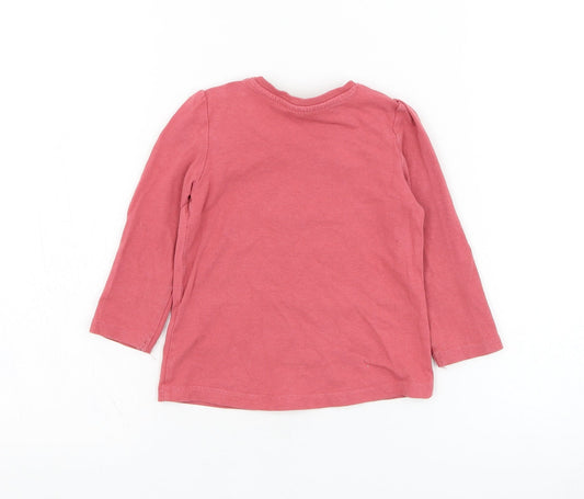 So Cute Girls Pink  Cotton Basic T-Shirt Size 9-12 Months Round Neck Pullover