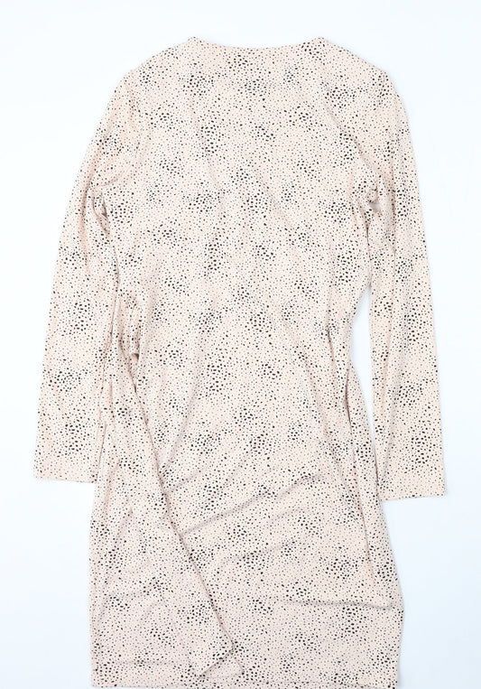 Marks and Spencer Womens Pink Geometric Viscose Sheath  Size 10  Round Neck